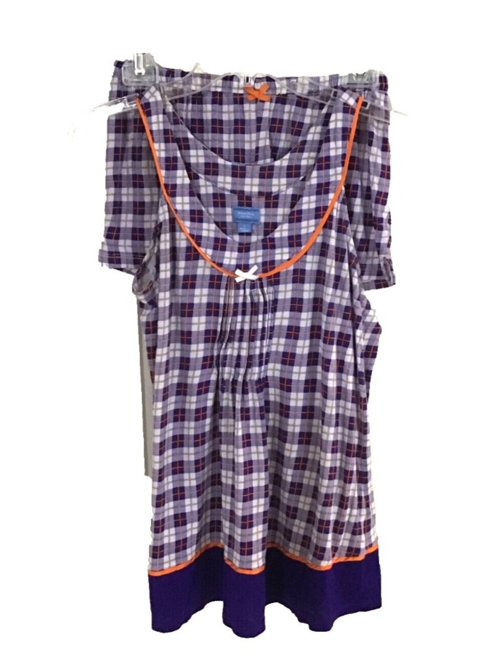 Simply Vera Vera Wang Womens Small Purple Plaid Tank Shorts Pajama Set